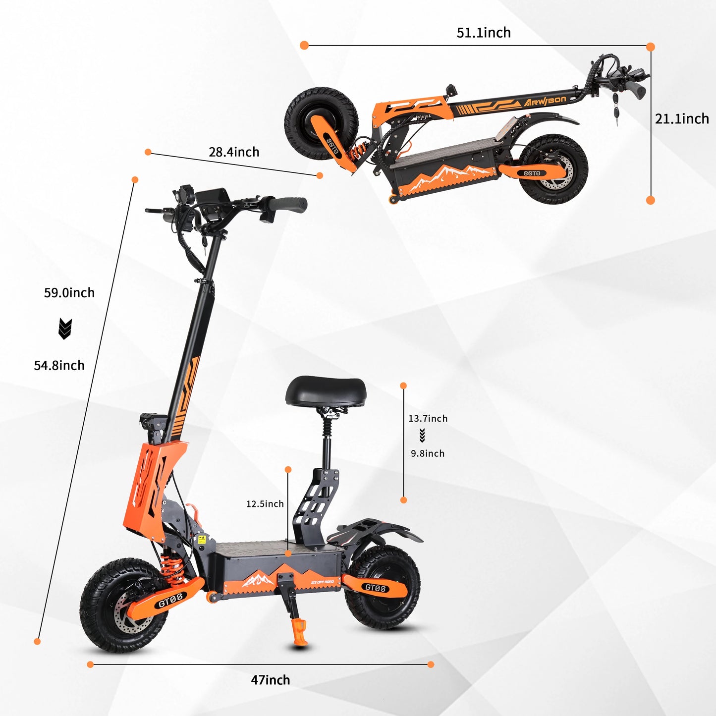 Arwibon 5600W Dual Motor Electric Scooter With Seat