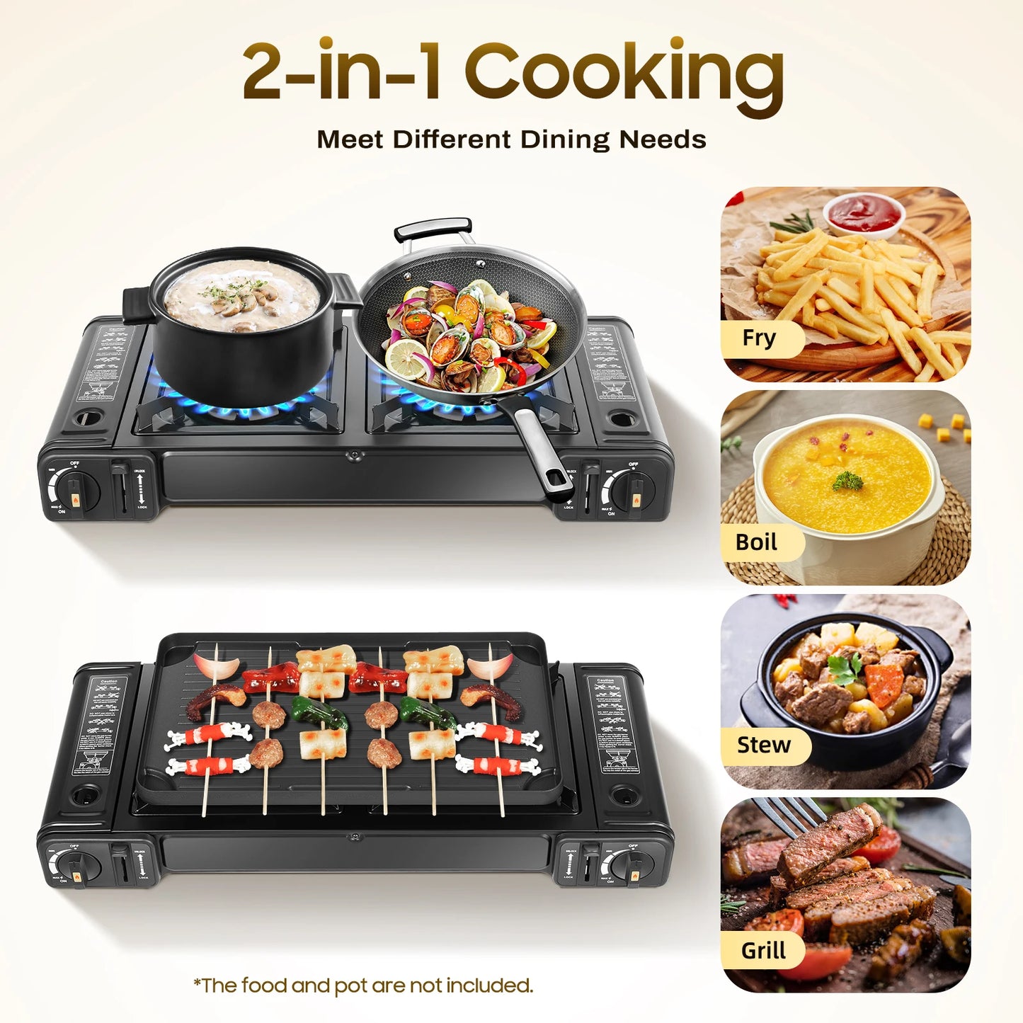 Two Burner Portable Camping Stove Kit With Baking Pan Case