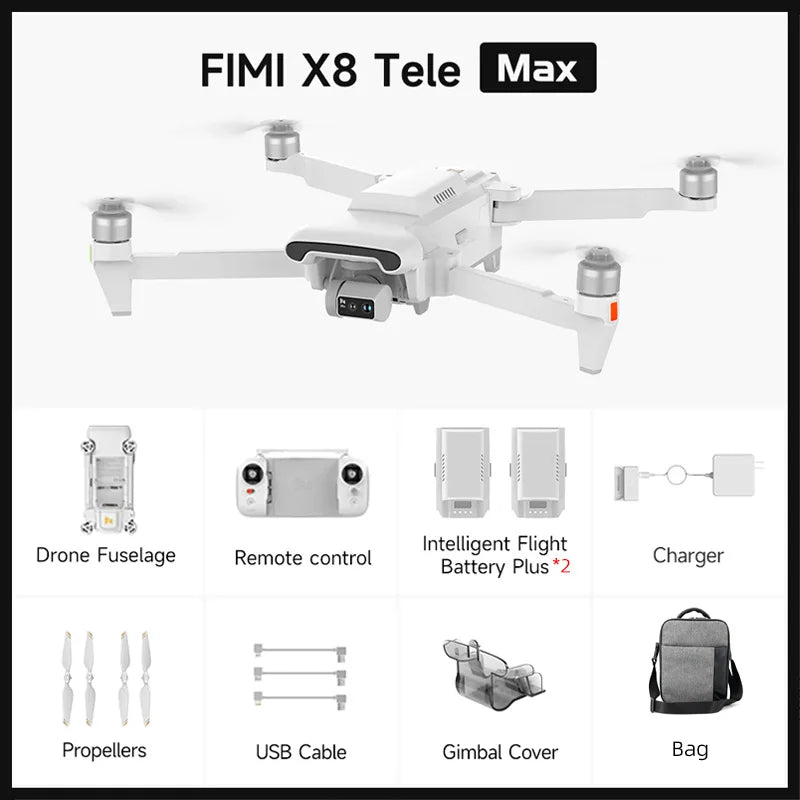 FIMI X8 TELE MAX Drone 4K Professional HDR 48MP 3-Axis Gimbal Camera Drone Professional GPS 20KM RC Quadcopter 2025