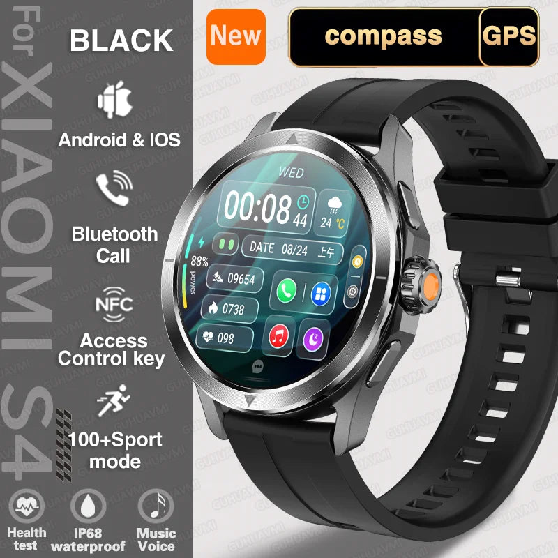 S4 Ultra Outdoor Smart Watch Men AMOLED GPS NFC Heart Rate