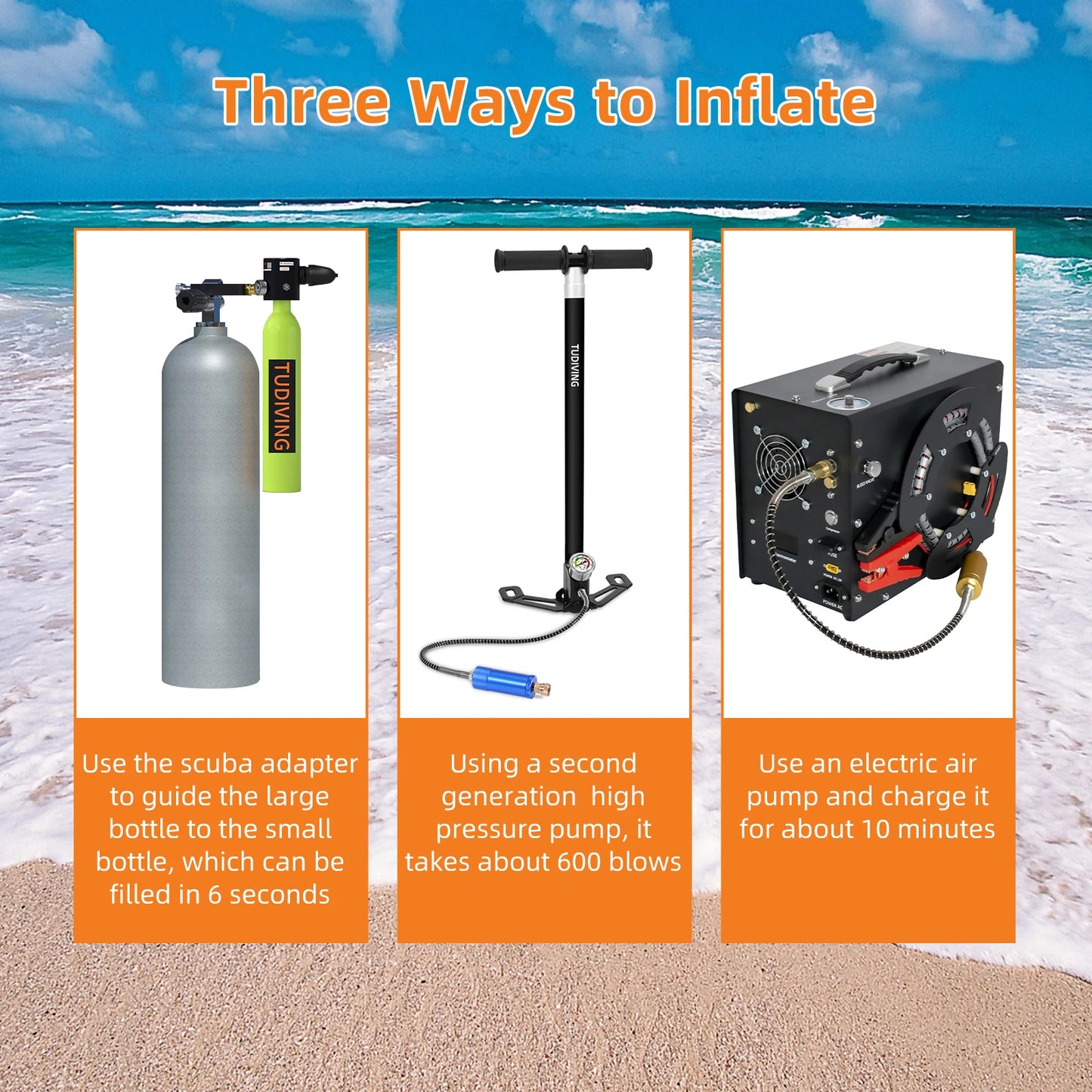 TUDIVING Mini Scuba Tank Portable with Pump for Training