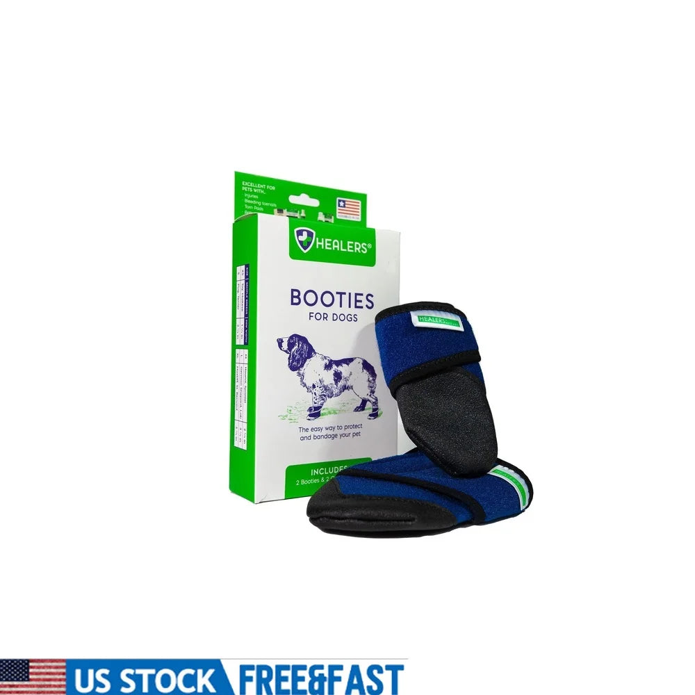 Medical Dog Boots Large Dogs 75-90 lbs with 2 Gauze Pads Nonstick Rubber Sole Indoor Outdoor Use Traction Comfort Protection