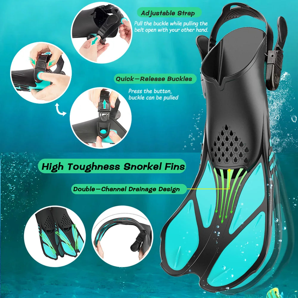 Choice Snorkel Fins Adjustable Buckles Open Heel Silicone Swimming Flippers