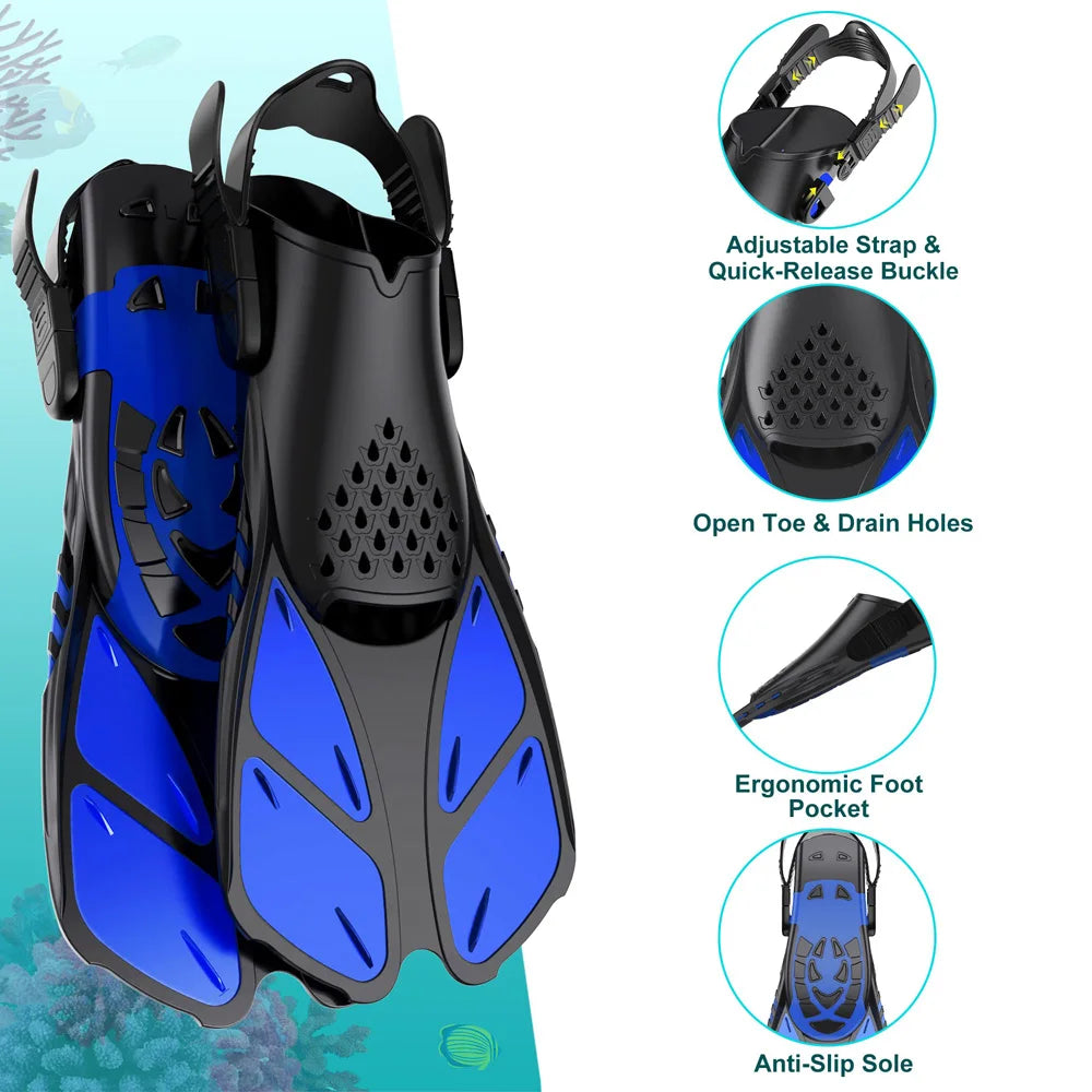 Choice Snorkel Fins Adjustable Buckles Open Heel Silicone Swimming Flippers