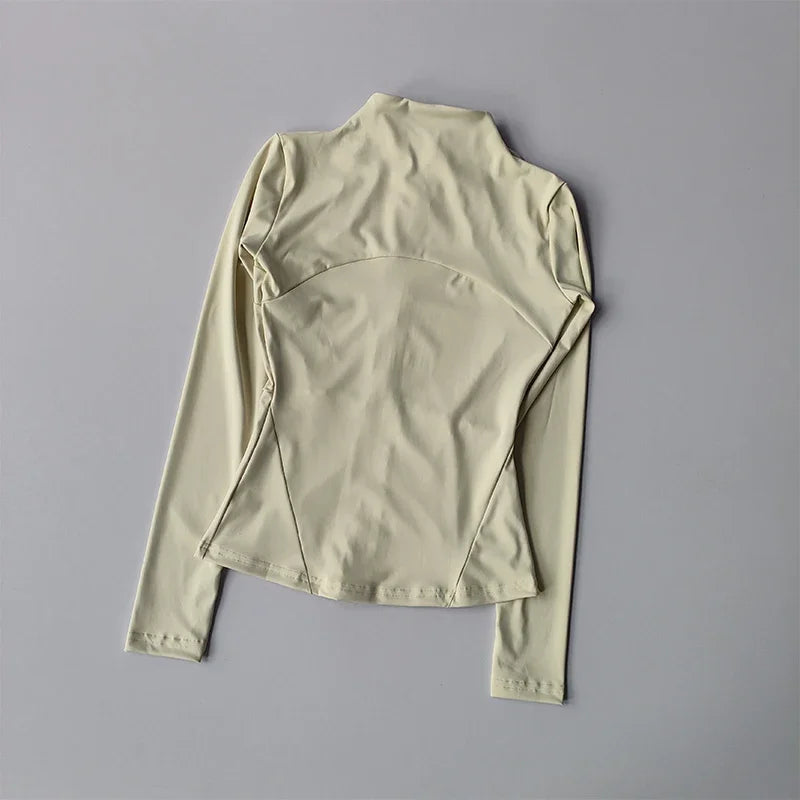 Women Sports Jacket Zip Front Fitness Yoga Shirt For Workout Running Warm Gym Long Sleeve Top Cardigan Activewear