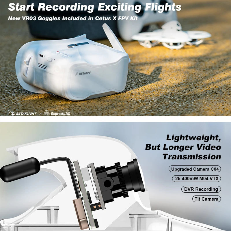 BETAFPV Cetus X FPV Kit Racing Drone Transmitter Goggles