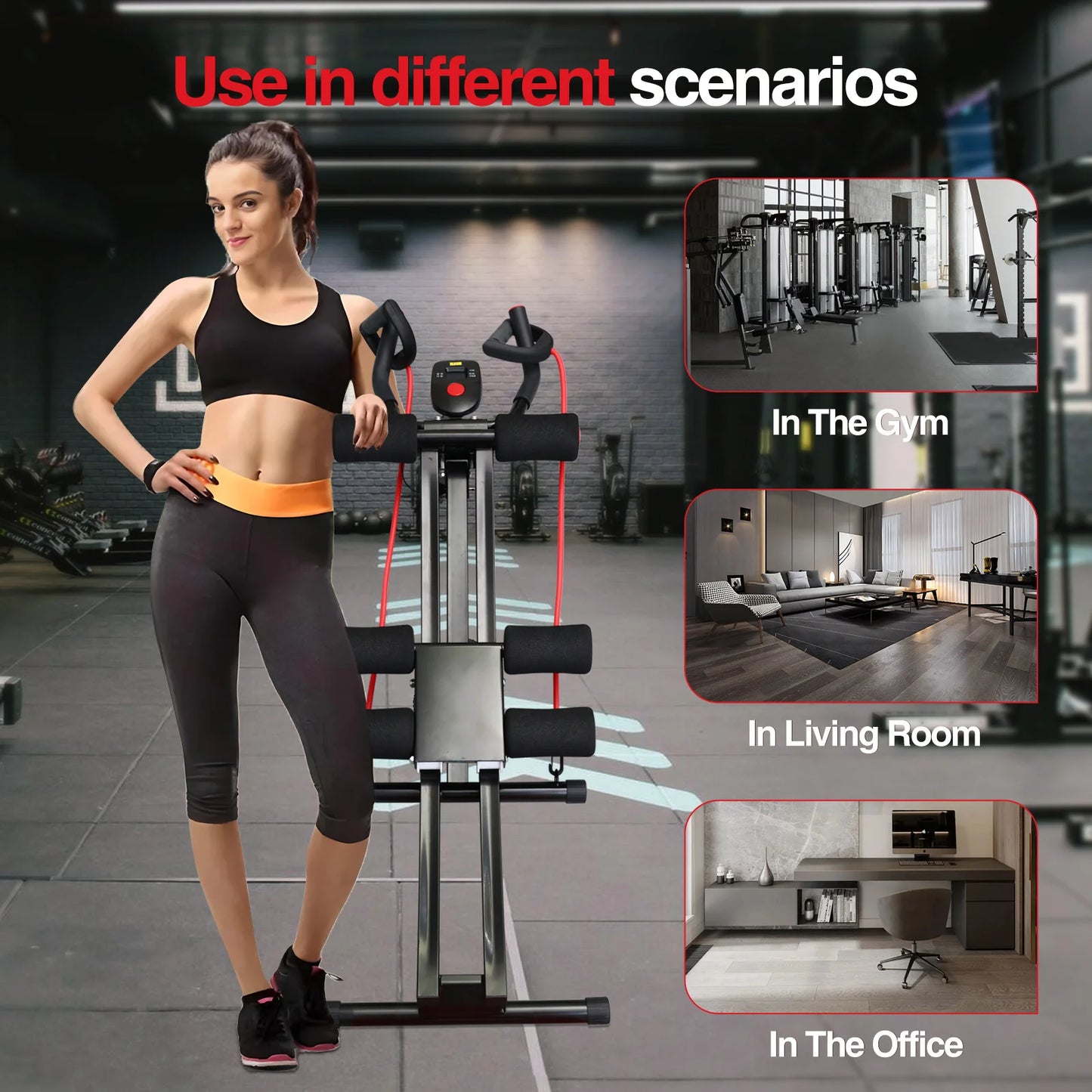 Carton GIKPAL Foldable Ab Machine For Home Gym LCD Display