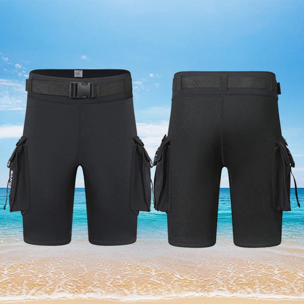 Alloet ThermoFlexibleTechnology Neoprene Wetsuit Shorts With Pockets D Ring Buckle