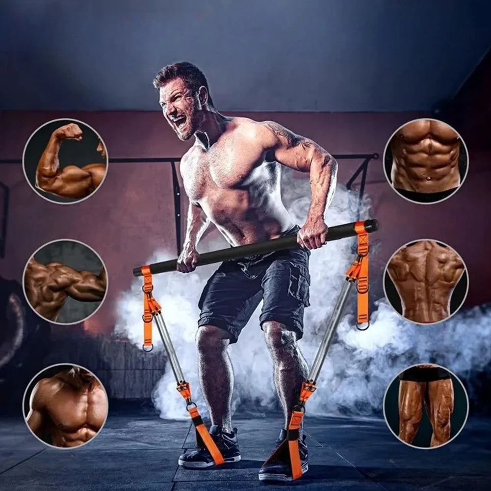 Pilates Bar Kit With Resistance Bands Home Gym Set Pro